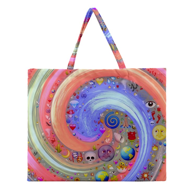 Swirl Vortex Emoji Cyclone Motion Zipper Large Tote Bag