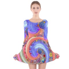 Swirl Vortex Emoji Cyclone Motion Long Sleeve Velvet Skater Dress