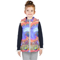 Swirl Vortex Emoji Cyclone Motion Kids  Hooded Puffer Vest