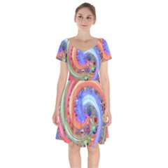 Swirl Vortex Emoji Cyclone Motion Short Sleeve Bardot Dress by Paksenen