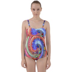 Swirl Vortex Emoji Cyclone Motion Twist Front Tankini Set by Paksenen