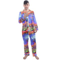 Swirl Vortex Emoji Cyclone Motion Men s Long Sleeve Satin Pajamas Set