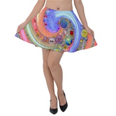 Swirl Vortex Emoji Cyclone Motion Velvet Skater Skirt