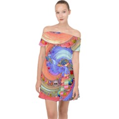 Swirl Vortex Emoji Cyclone Motion Off Shoulder Chiffon Dress by Paksenen