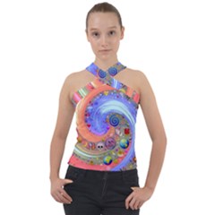 Swirl Vortex Emoji Cyclone Motion Cross Neck Velour Top by Paksenen