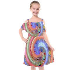 Swirl Vortex Emoji Cyclone Motion Kids  Cut Out Shoulders Chiffon Dress by Paksenen