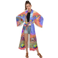 Swirl Vortex Emoji Cyclone Motion Maxi Kimono by Paksenen