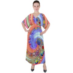 Swirl Vortex Emoji Cyclone Motion V-neck Boho Style Maxi Dress