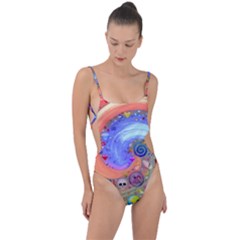 Swirl Vortex Emoji Cyclone Motion Tie Strap One Piece Swimsuit by Paksenen