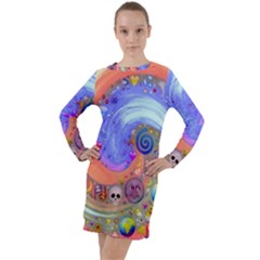 Swirl Vortex Emoji Cyclone Motion Long Sleeve Hoodie Dress