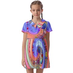 Swirl Vortex Emoji Cyclone Motion Kids  Asymmetric Collar Dress by Paksenen