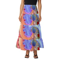 Swirl Vortex Emoji Cyclone Motion Tiered Ruffle Maxi Skirt by Paksenen