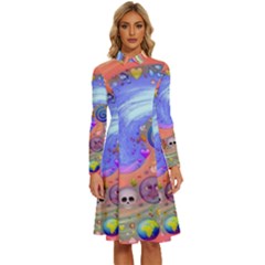 Swirl Vortex Emoji Cyclone Motion Long Sleeve Shirt Collar A-line Dress by Paksenen