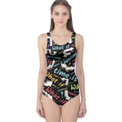 Time Nonlinear Curved Linear One Piece Swimsuit