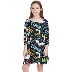 Time Nonlinear Curved Linear Kids  Quarter Sleeve Skater Dress