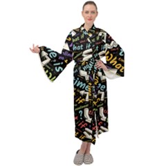 Time Nonlinear Curved Linear Maxi Velvet Kimono by Paksenen