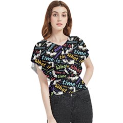 Time Nonlinear Curved Linear Butterfly Chiffon Blouse