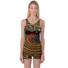 Swirl Vortex Emoji Cyclone Motion Art One Piece Boyleg Swimsuit by Paksenen