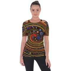 Swirl Vortex Emoji Cyclone Motion Art Shoulder Cut Out Short Sleeve Top by Paksenen