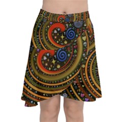 Swirl Vortex Emoji Cyclone Motion Art Chiffon Wrap Front Skirt by Paksenen