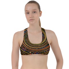 Swirl Vortex Emoji Cyclone Motion Art Criss Cross Racerback Sports Bra by Paksenen