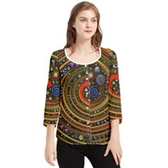 Swirl Vortex Emoji Cyclone Motion Art Chiffon Quarter Sleeve Blouse by Paksenen