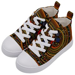 Swirl Vortex Emoji Cyclone Motion Art Kids  Mid-top Canvas Sneakers by Paksenen