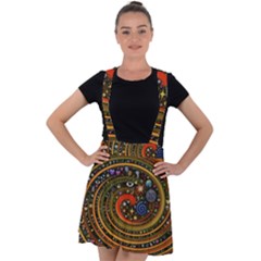 Swirl Vortex Emoji Cyclone Motion Art Velvet Suspender Skater Skirt by Paksenen