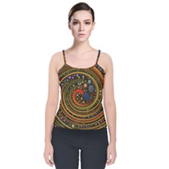 Swirl Vortex Emoji Cyclone Motion Art Velvet Spaghetti Strap Top by Paksenen