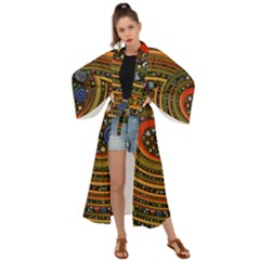 Swirl Vortex Emoji Cyclone Motion Art Maxi Kimono by Paksenen