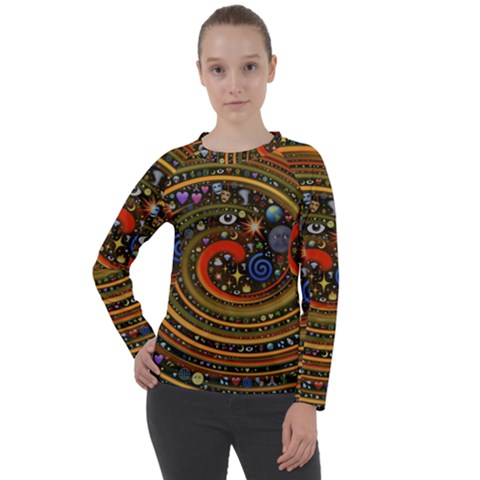 Swirl Vortex Emoji Cyclone Motion Art Women s Long Sleeve Raglan T-shirt by Paksenen