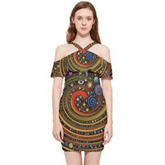 Swirl Vortex Emoji Cyclone Motion Art Shoulder Frill Bodycon Summer Dress by Paksenen