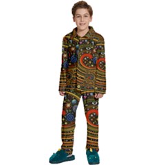 Swirl Vortex Emoji Cyclone Motion Art Kids  Long Sleeve Velvet Pajamas Set by Paksenen