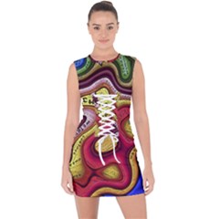 Chaos Unknown Unfamiliar Strange Lace Up Front Bodycon Dress by Paksenen