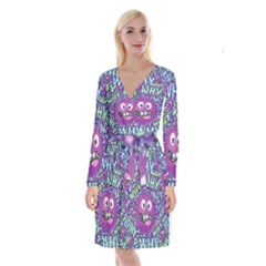 Why Not Question Reason Long Sleeve Velvet Front Wrap Dress by Paksenen