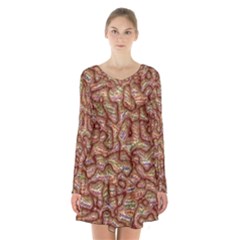 Mind Brain Thought Mental Long Sleeve Velvet V-neck Dress