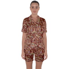 Mind Brain Thought Mental Satin Short Sleeve Pajamas Set