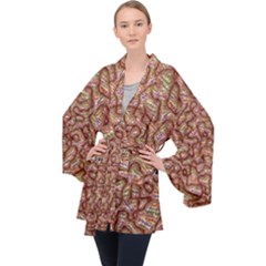 Mind Brain Thought Mental Long Sleeve Velvet Kimono  by Paksenen