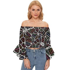 Mental Human Experience Mindset Off Shoulder Flutter Bell Sleeve Top by Paksenen