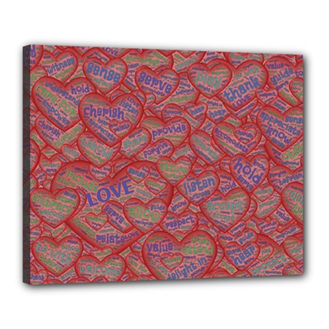 Love Hearts Valentines Connection Canvas 20  X 16  (stretched) by Paksenen