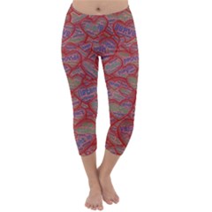 Love Hearts Valentines Connection Capri Winter Leggings 