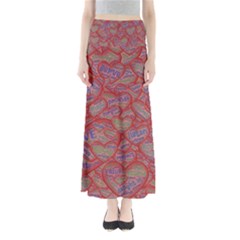 Love Hearts Valentines Connection Full Length Maxi Skirt by Paksenen