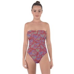 Love Hearts Valentines Connection Tie Back One Piece Swimsuit by Paksenen