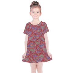 Love Hearts Valentines Connection Kids  Simple Cotton Dress by Paksenen