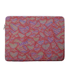 Love Hearts Valentines Connection 15  Vertical Laptop Sleeve Case With Pocket by Paksenen