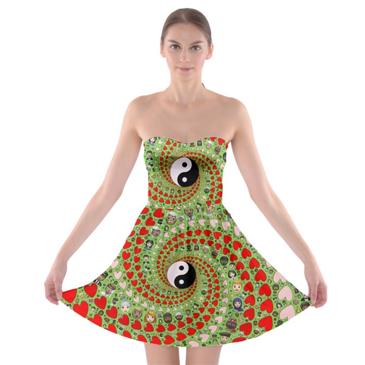 Love Avatars Characters Roles Yin Yang Strapless Bra Top Dress