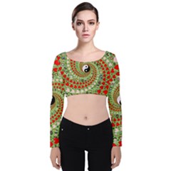 Love Avatars Characters Roles Yin Yang Velvet Long Sleeve Crop Top by Paksenen