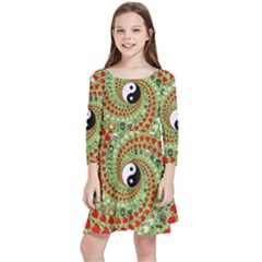 Love Avatars Characters Roles Yin Yang Kids  Quarter Sleeve Skater Dress