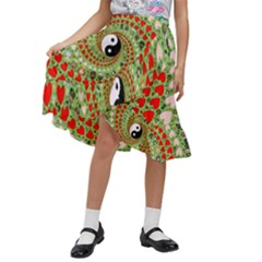 Love Avatars Characters Roles Yin Yang Kids  Ruffle Flared Wrap Midi Skirt by Paksenen