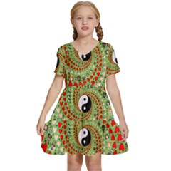 Love Avatars Characters Roles Yin Yang Kids  Short Sleeve Tiered Mini Dress by Paksenen